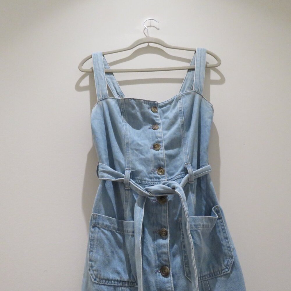 REFORMATION Farrah Chambray Denim Midi Dress Size 4 Palawan Blue Preppy Summer - Picture 11 of 16
